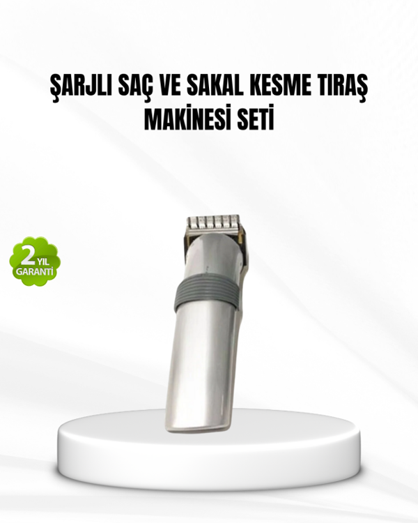 Şarjlı Saç ve Sakal Kesme Makinesi – Paslanmaz Çelik Bıçak, Ayarlanabilir Başlık - Image 1