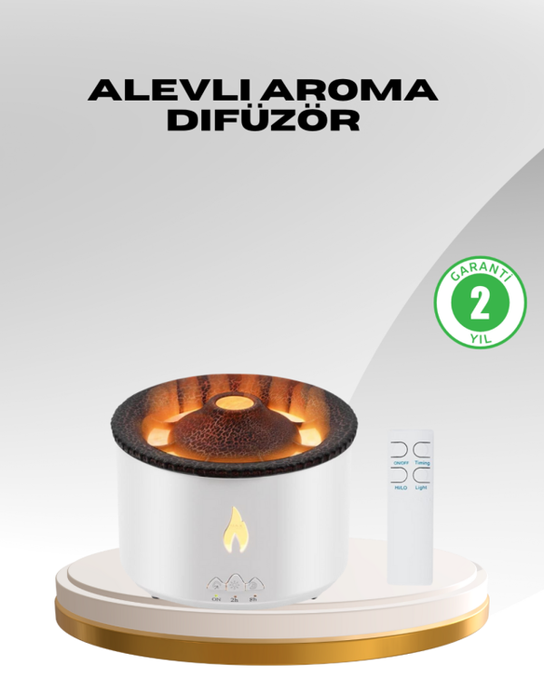 Alev Efektli Aromaterapi Difüzörü – 360 ml Su Hazneli, Sessiz ve Zaman Ayarlı - Image 1