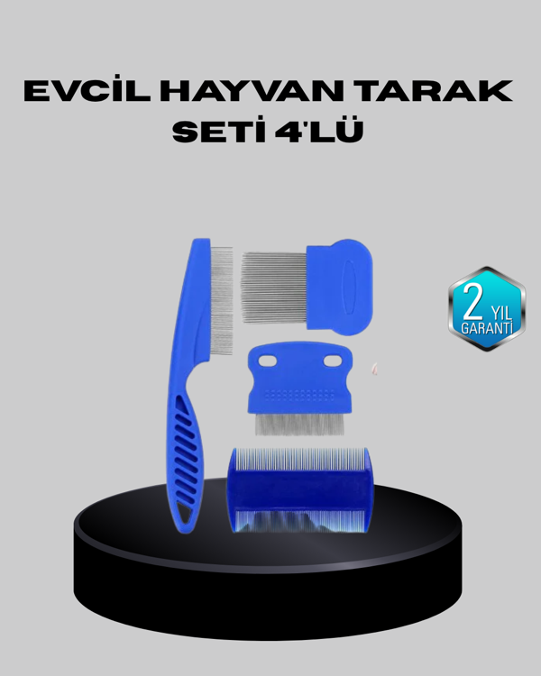 Evcil Hayvan Tüy Bakım Seti–4’lü Paslanmaz Çelik ve Eco Plastik, Kolay Temizlenebilir ve Dayanıklı - Image 1