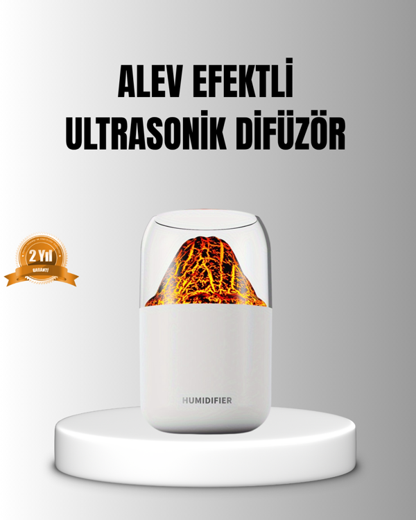 Alev Efektli Ultrasonik Uçucu Yağ Difüzörü 280ml Su Tanklı ve Sessiz Çalışma Özellikli - Image 1