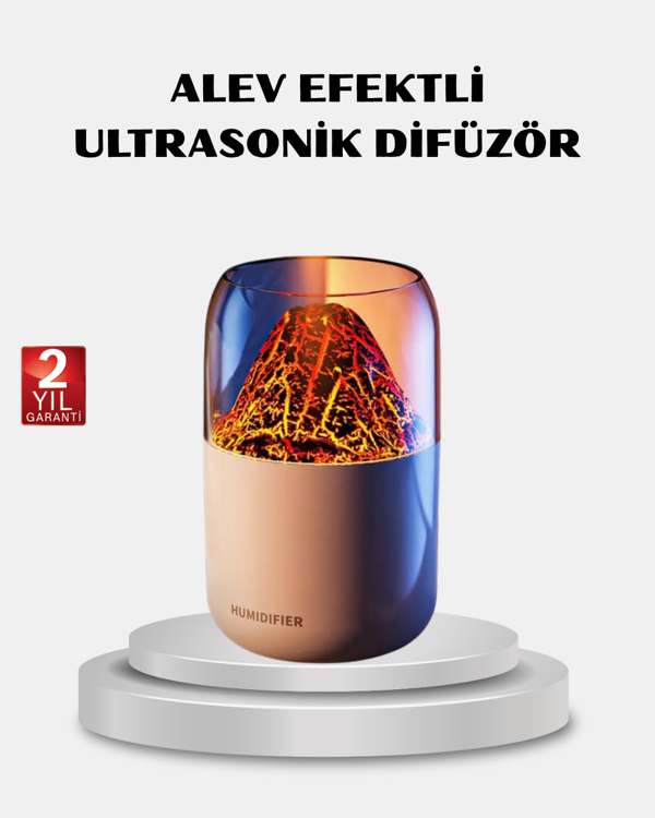 280ml Alev Işıklı Ultrasonik Hava Nemlendirici Sessiz ve USB Şarjlı - Image 1