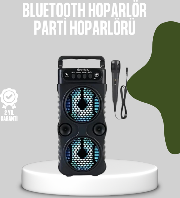 Bluetooth Bağlantılı LED Işıklı Taşınabilir Hoparlör – 1200 mAh Şarjlı, FM Radyolu - Image 1