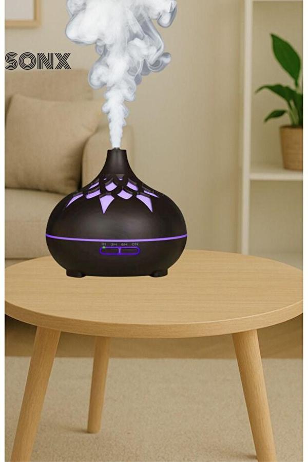 Aroma Difüzör Gece Işığı 7 Led DESENLİ Nemlendirici Kumandalı Buhar Makinesi 550 ml - Image 1