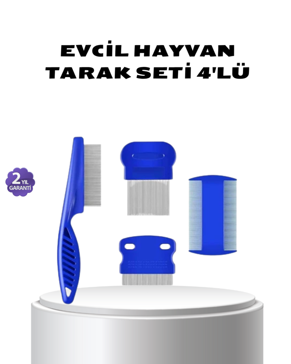 4’lü Evcil Hayvan Tüy Temizleme Seti – Paslanmaz Çelik,Plastik, Pratik ve Hijyenik Bakım - Image 1