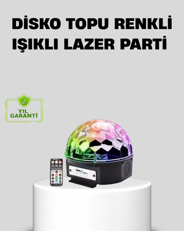 Ritim Hassasiyetli Bluetooth Hoparlörlü Disko Işığı Döner LED Efektli - Image 1