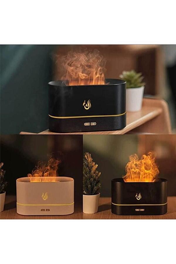 Alev Efektli Ultrasonik Hava Nemlendirici – Sessiz, Otomatik Kapanma, LED Işıklı Aroma Difüzör - Image 1
