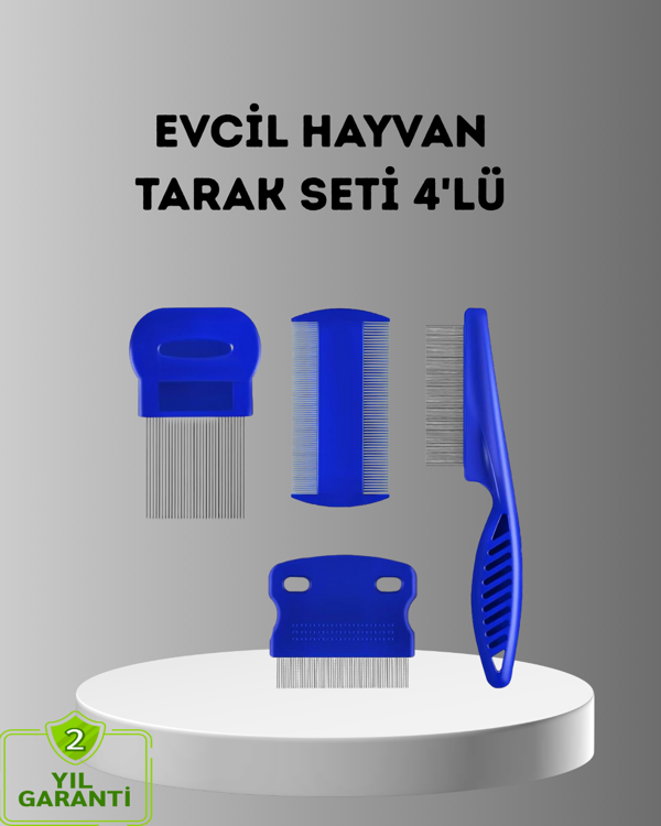 4’lü Kedi Köpek Tüy Temizleme Seti – Paslanmaz Çelik,Ergonomik ve Uzun Ömürlü - Image 1