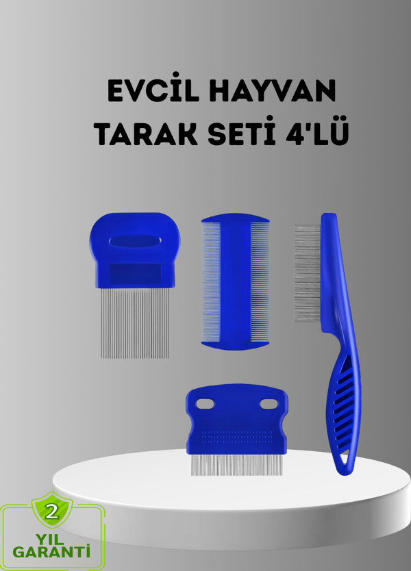 4’lü Kedi Köpek Tüy Temizleme Seti – Paslanmaz Çelik,Ergonomik ve Uzun Ömürlü - Image 1