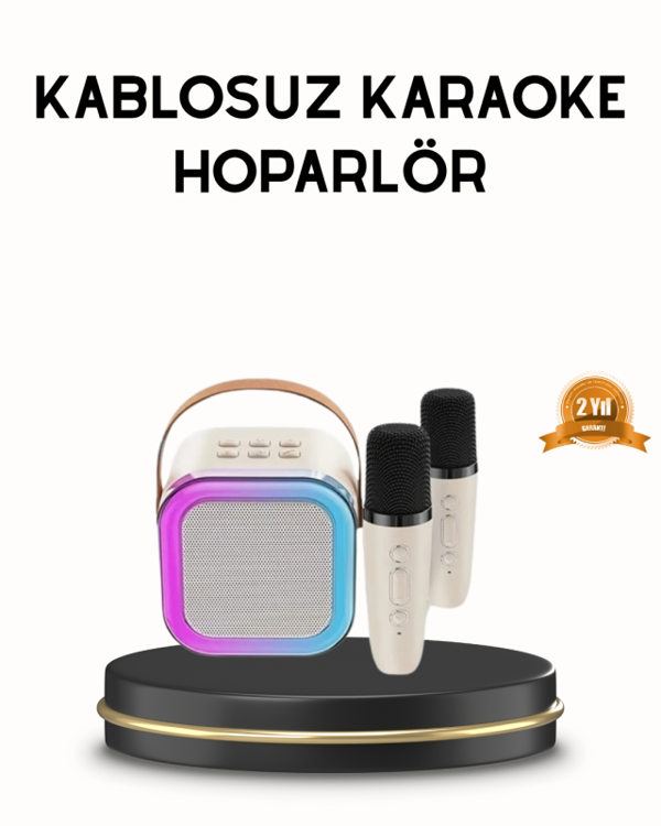 Bluetooth Karaoke Hoparlör Renkli LED Işıklı ve Type-C Şarjlı - Image 1