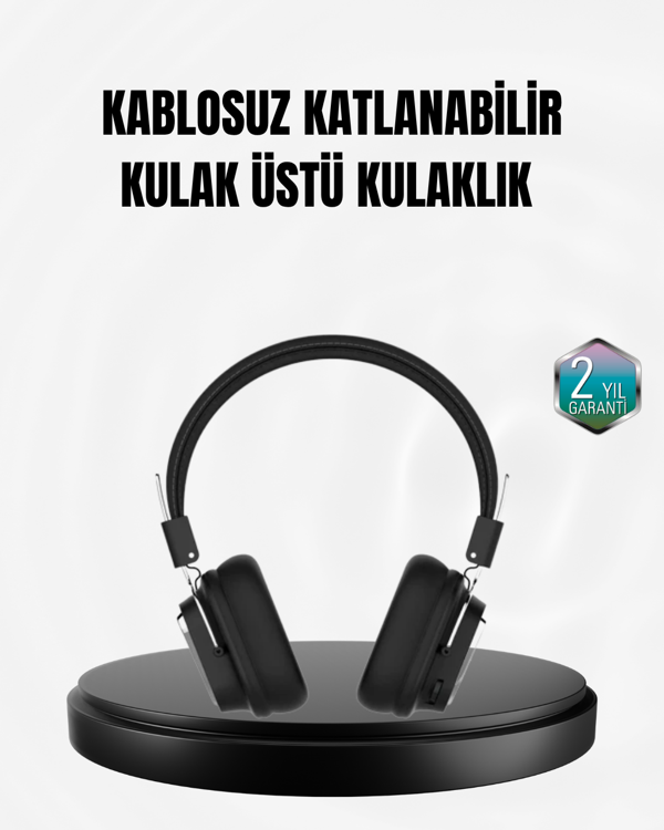 Kablosuz Bluetooth Kulak Üstü Kulaklık Kristal Ses Kalitesi ve Ergonomik Yapı - Image 1