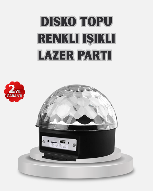 LED Disko Küresi Bluetooth Hoparlörlü Ritimle Senkronize Döner Işıklı - Image 1