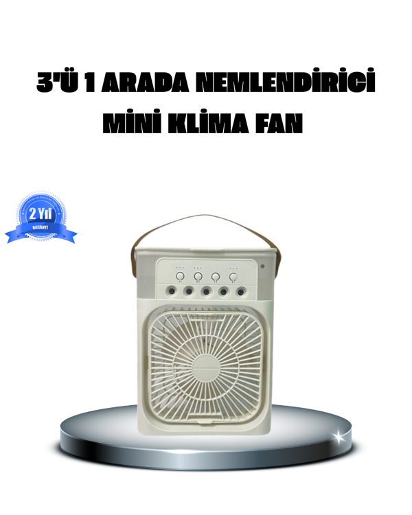 Taşınabilir Mini Klima Fan 3’ü 1 Arada Soğutucu, Nemlendirici ve Gece Lambası - Image 1