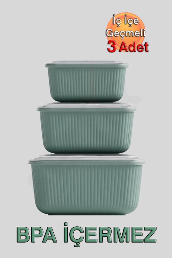 Snaplid Dikdörtgen Saklama Kabı (600, 1100, 1800 ml) (Üçlü Set) - Image 1