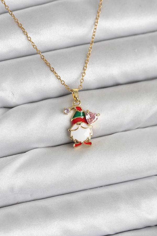 316L Çelik Zincir Gold Renk Yılbaşı Teması Kadın Kolye - Image 1