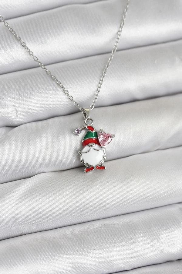 316L Çelik Zincir Gümüş Renk Yılbaşı Teması Kadın Kolye - Image 1