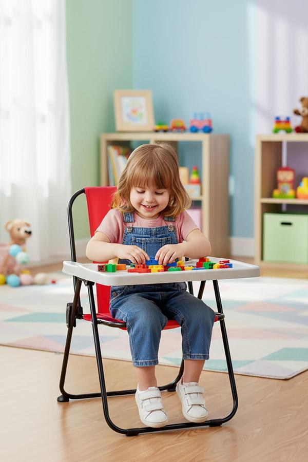 EXENT 2–6 Yaş, Oyun Aktivite Masası, Çocuk Sandalyesi ve Masası Tak-Çıkar Masa-KIRMIZI - Image 1
