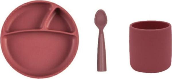 Oioi Bordo 3'lü Bordo Silikon Tabak + Bardak + Kaşık Silikon Yemek Seti - Image 1