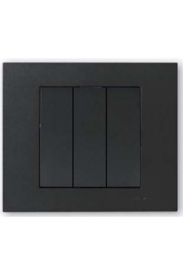 3 Adet Ovivo Grano Siyah Üçlü Anahtar Çerçeve Dahil 3'lü - Image 1