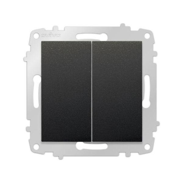 9 Adet Ovivo Grano Siyah Komitatör İkili Anahtar Çerçevesizdir - Image 1