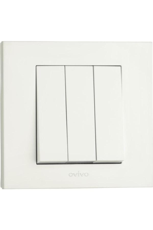 12 Adet Ovivo Grano Beyaz Üçlü Anahtar Çerçeve Dahil - Image 1