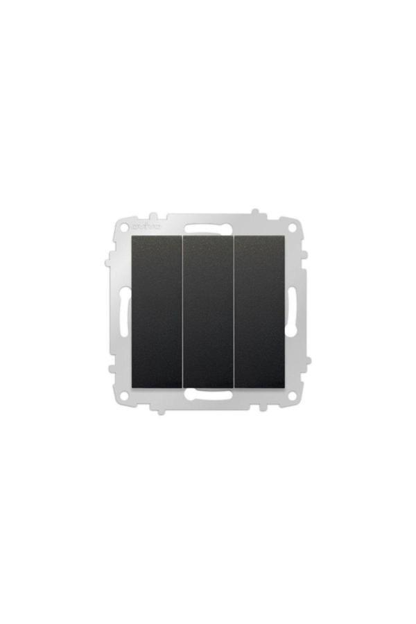 Ovivo Grano Siyah Natural Üçlü Anahtar Çerçevesiz - 8 Adet - Image 1