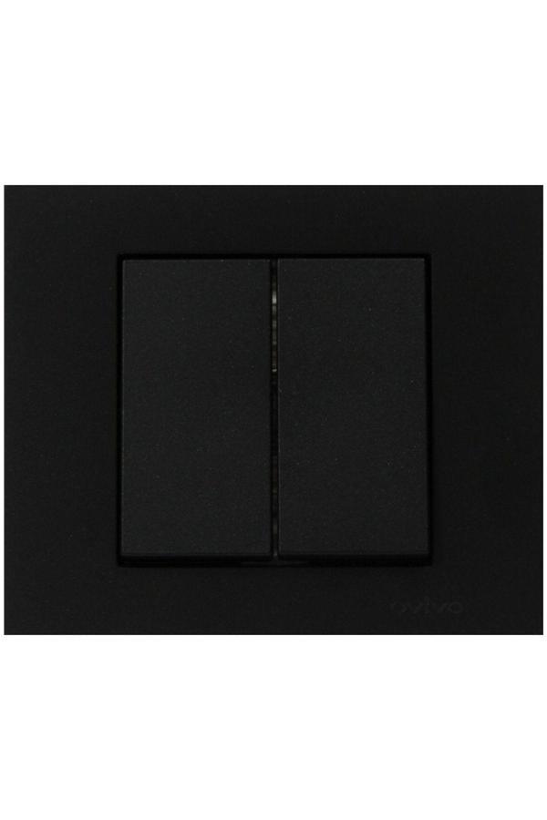 8 Adet Ovivo Grano Siyah Komitatör İkili Anahtar Çerçeve Dahil 8'li - Image 1