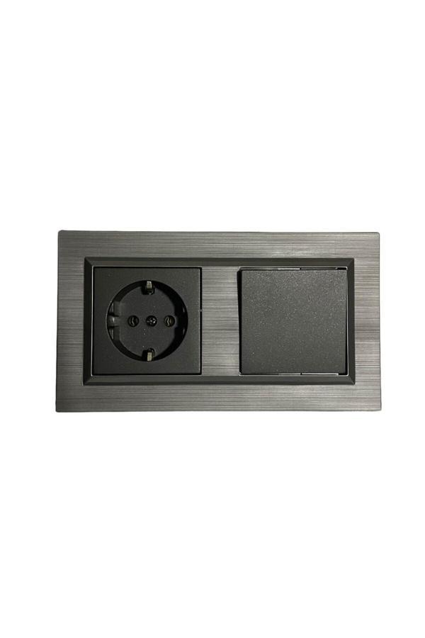 Ovivo Quantum Manyetik Gri 2'li Set Topraklı Priz + Anahtar - Image 1