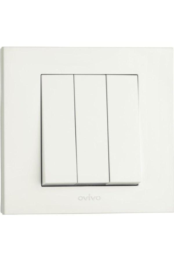 20 Adet Ovivo Grano Beyaz Üçlü Anahtar Çerçeve Dahil - Image 1