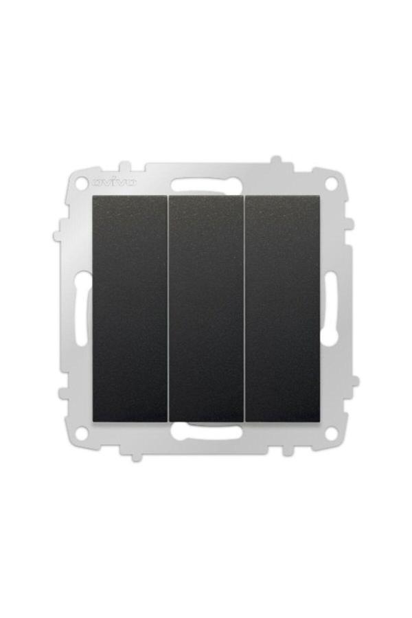 Ovivo Grano Siyah Natural Üçlü Anahtar Çerçevesiz - 2 Adet - Image 1