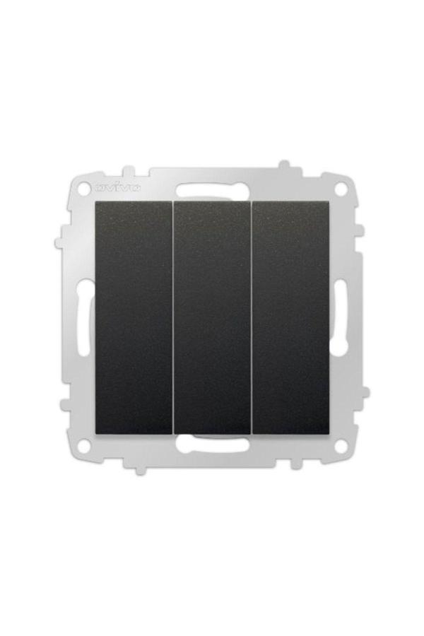 Ovivo Grano Siyah Natural Üçlü Anahtar Çerçevesiz - 10 Adet - Image 1
