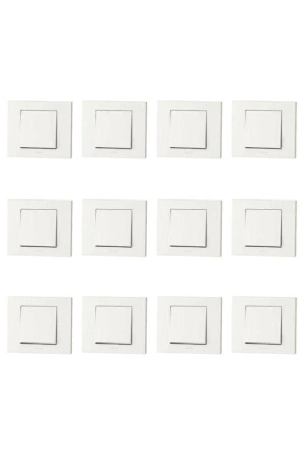 12 Adet Ovivo Grano Beyaz Tekli Anahtar Çerçeve Dahil** - Image 1