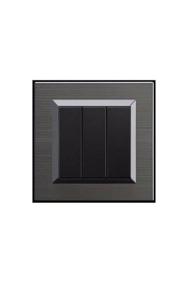 4 Adet Ovivo Quantum Manyetik Gri Üçlü Anahtar + Çerçeve Dahildir - Image 1