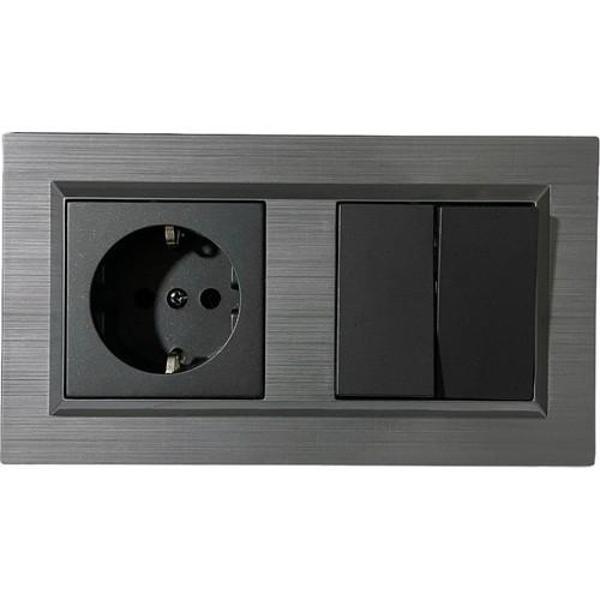 Ovivo Quantum Manyetik Gri+siyah Komitatör+topraklı Priz Çerçeve Dahil - Image 1