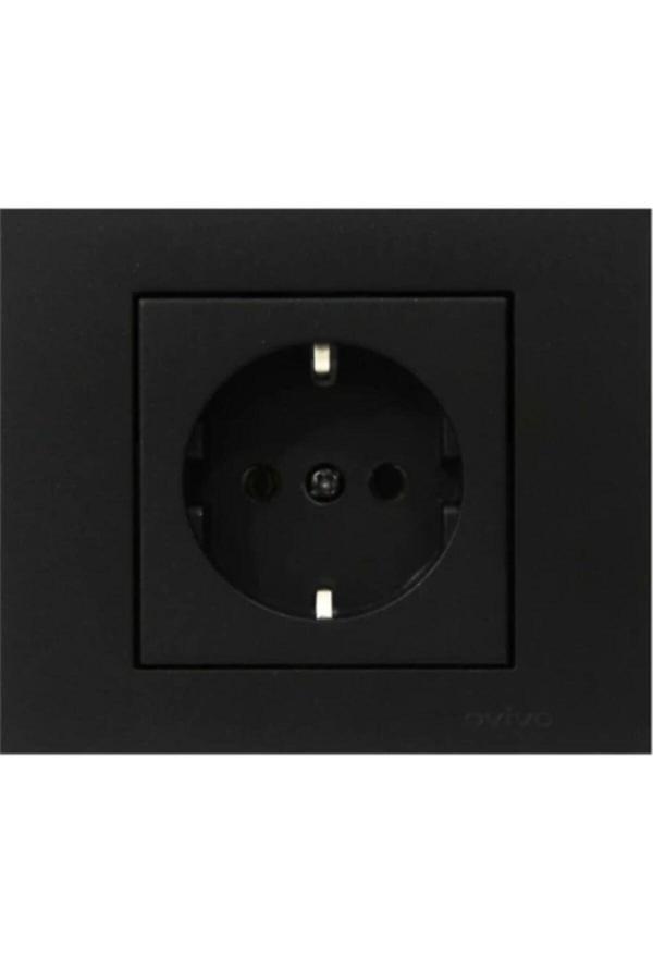 Ovivo Grano Siyah Topraklı Priz 9'lu Paket (çerçeve Dahil) - Image 1