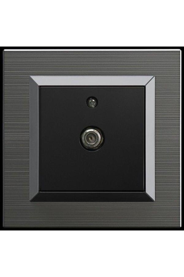 Tenda Quantum Manyetik Gri+siyah Uydu Tv Prizi F Konnektör + Çerçeve Dahildir 10 Adet - Image 1