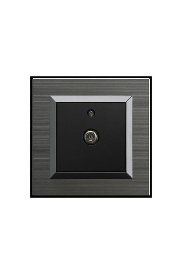 4 Adet Ovivo Quantum Manyetik Gri Uydu Tv Prizi F Konnektör + Çerçeve Dahildir - Image 1