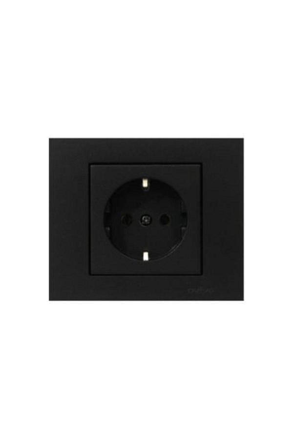 Grano Metalik Siyah Topraklı Priz Çerçeve Dahil - Image 1