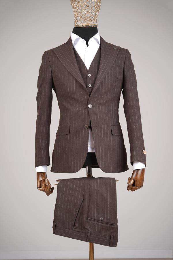 Duble Paça Tasarımlı Erkek Yelekli Takım Elbise-KAV1040W - Image 1