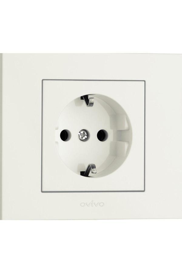 20 Adet Ovivo Grano Beyaz Topraklı Priz Çerçeve Dahil - Image 1