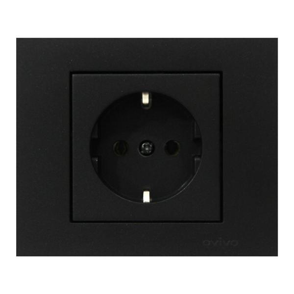 11 Adet Ovivo Grano Siyah Topraklı Priz Çerçeve Dahil 11'li - Image 1