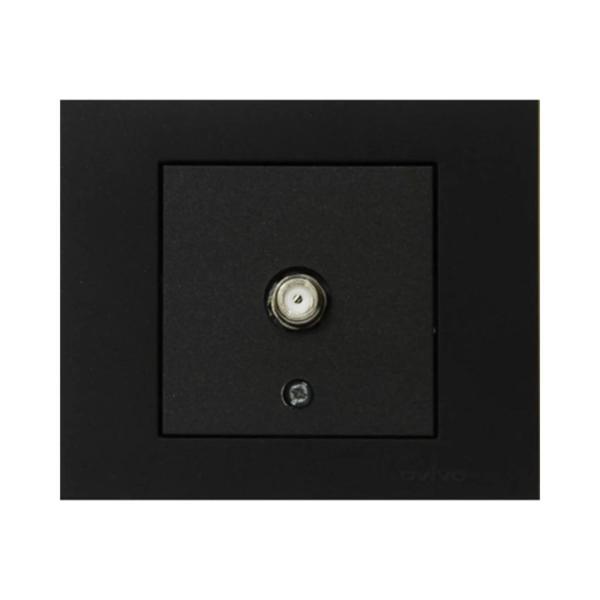 15 Adet Ovivo Grano Siyah Uydu Tv Prizi F Konnektör Çerçeve Dahildir 15'li Paket - Image 1