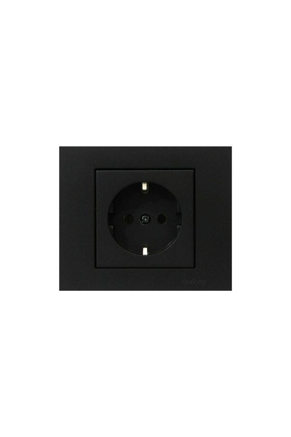 11 Adet Ovivo Grano Siyah Topraklı Priz Çerçeve Dahildir 11'li - Image 1