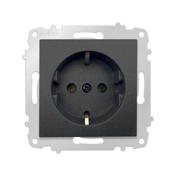 15 Adet Ovivo Grano Siyah Topraklı Priz Çerçevesizdir - Image 1