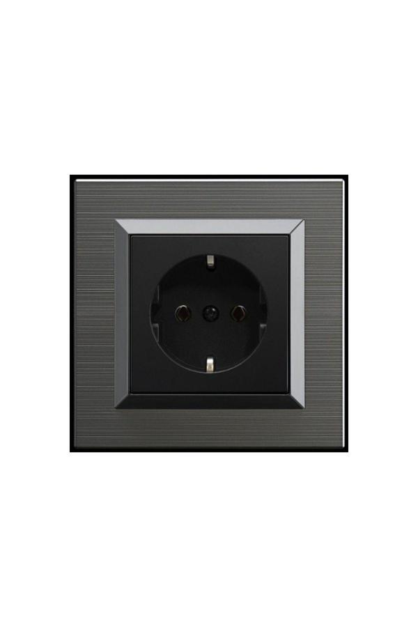 5 Adet Ovivo Quantum Manyetik Gri Topraklı Priz + Çerçeve Dahil - Image 1