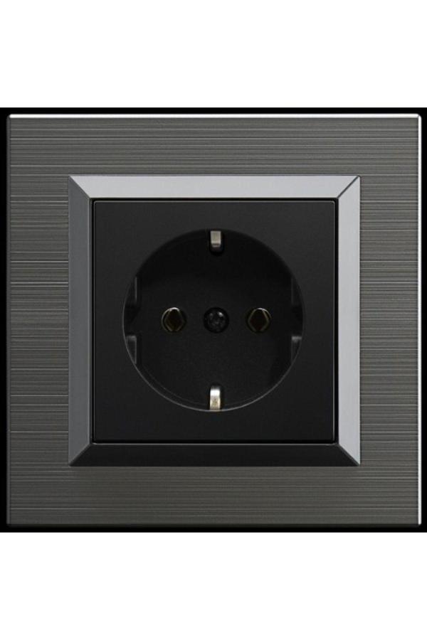 6 Adet Ovivo Quantum Manyetik Gri Topraklı Priz + Çerçeve Dahil - Image 1