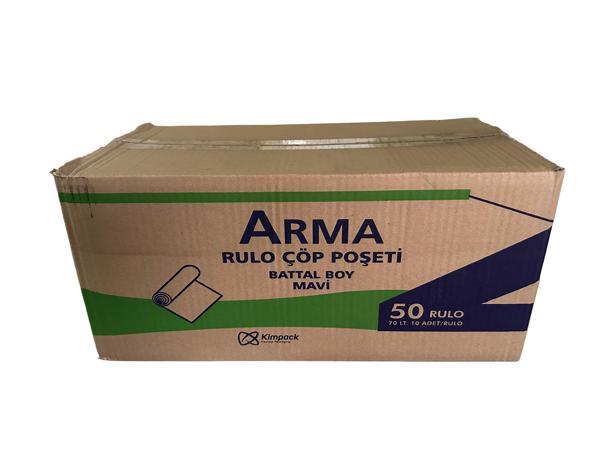 Arma Battal Boy 70 Lt. Mavi Çöp Torbası Poşeti - 75 x 90 Cm / 10 Adetlik 50 Rulo / Koli - Image 1