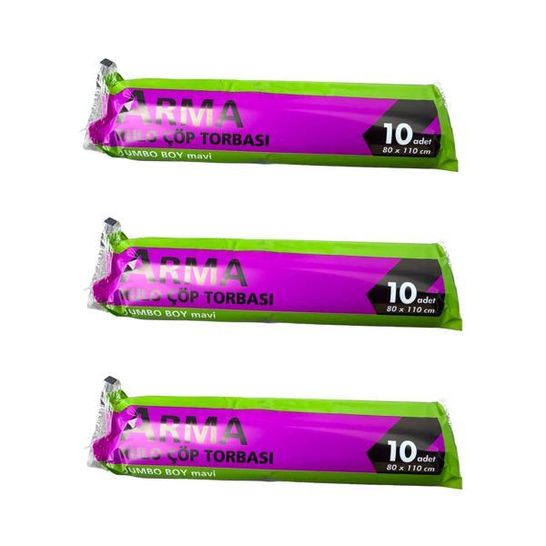 Arma Jumbo Boy 90 Lt. Mavi Çöp Torbası Poşeti - 80 x 110 Cm / 10 Adetlik 3 Rulo - Image 1