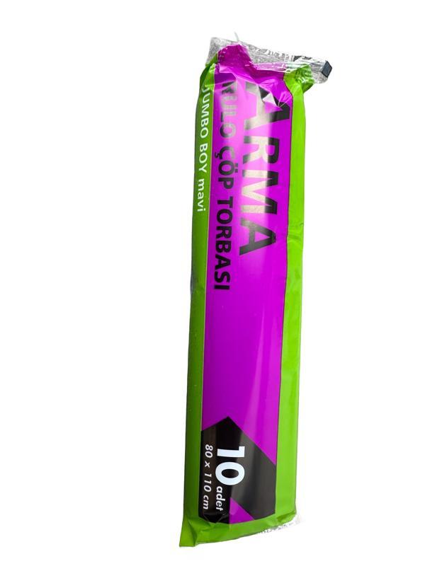 Arma Jumbo Boy 90 Lt. Mavi Çöp Torbası Poşeti - 80 x 110 Cm / 10 Adetlik 1 Rulo - Image 1