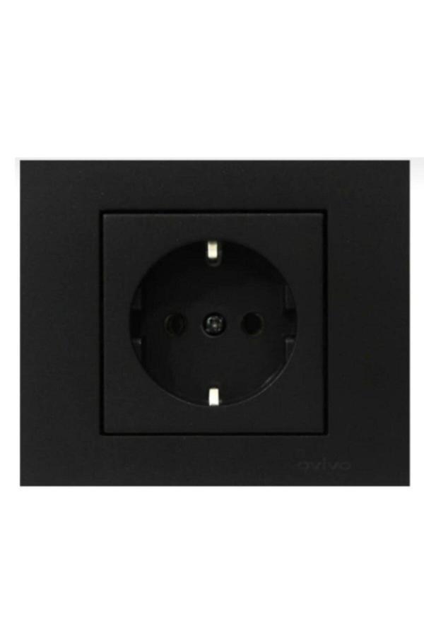 Ovivo Grano Siyah Topraklı Priz - Image 1