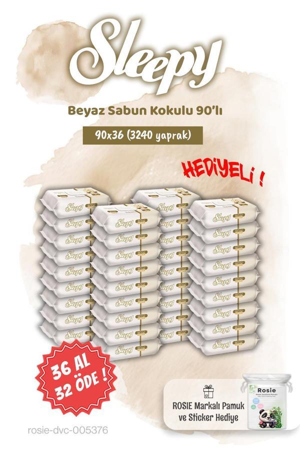36 AL 32 ÖDE Sleepy 90'lı Beyaz Sabun Kokulu Islak Havlu ve Rosie - Image 1